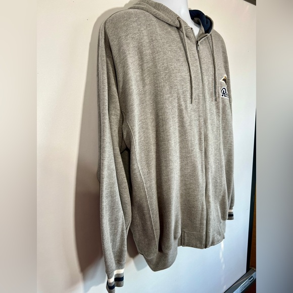 Vintage NFL Licensed Rams Football Gray Zip Up Hooded Jacket XL Embroidered Logo - Picture 2 of 8